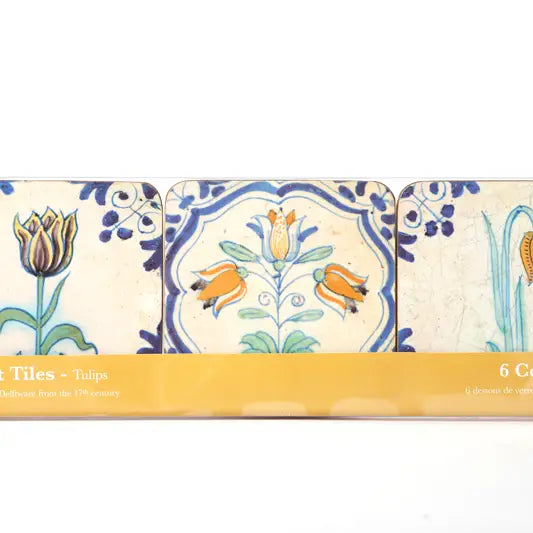 Lasinaluset Delft Tiles, tulppaani, 6 kpl