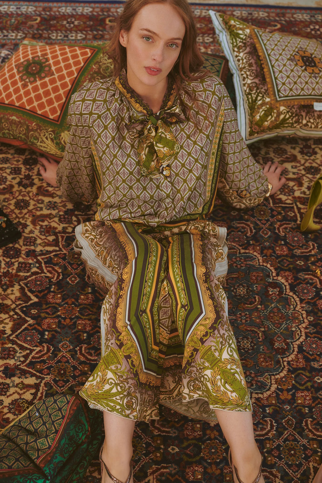 Pussy Bow Blouse, Amulet Green