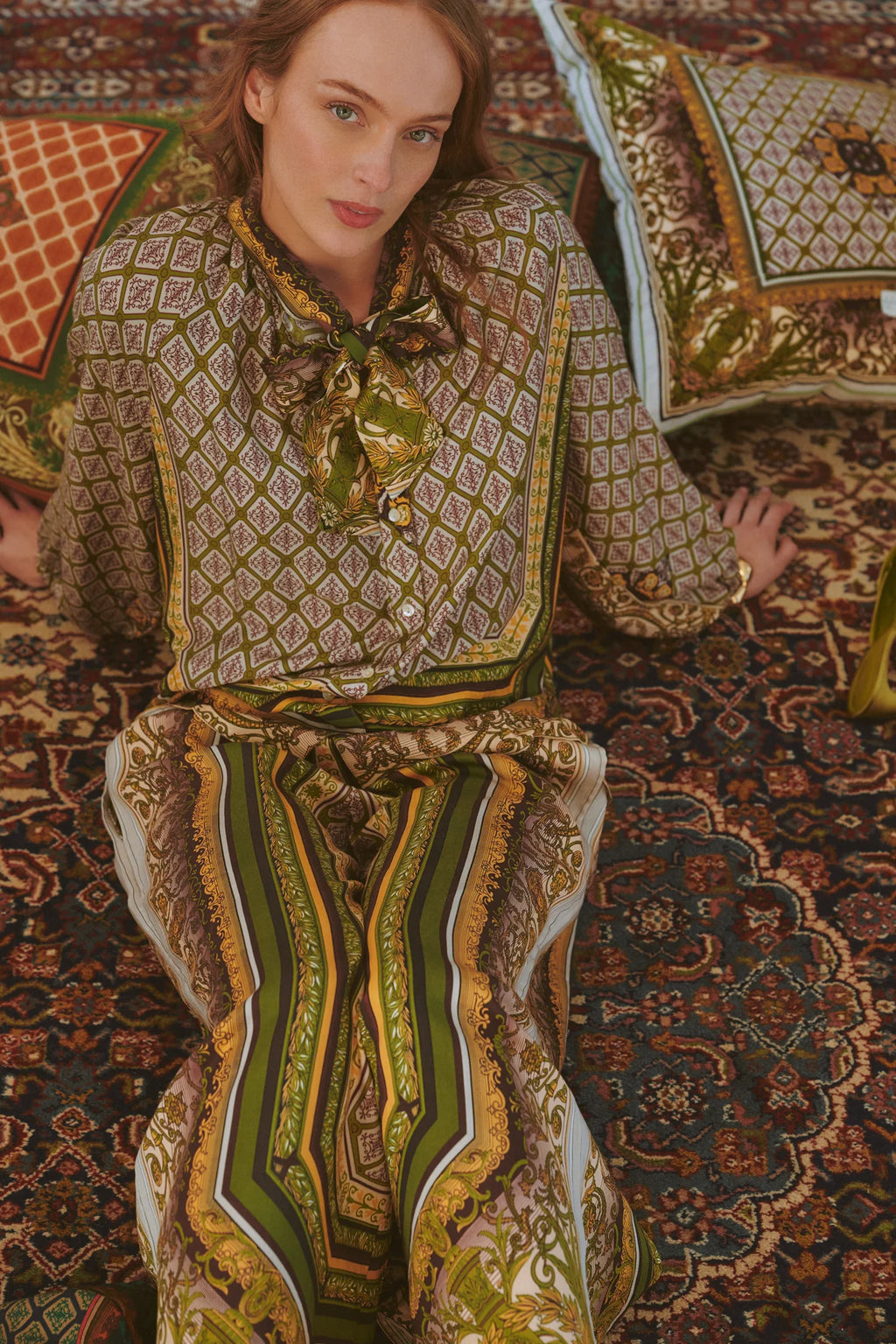 Pussy Bow Blouse, Amulet Green