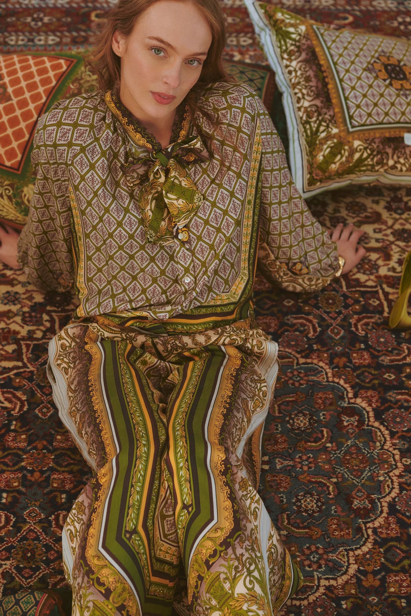 Pussy Bow Blouse, Amulet Green