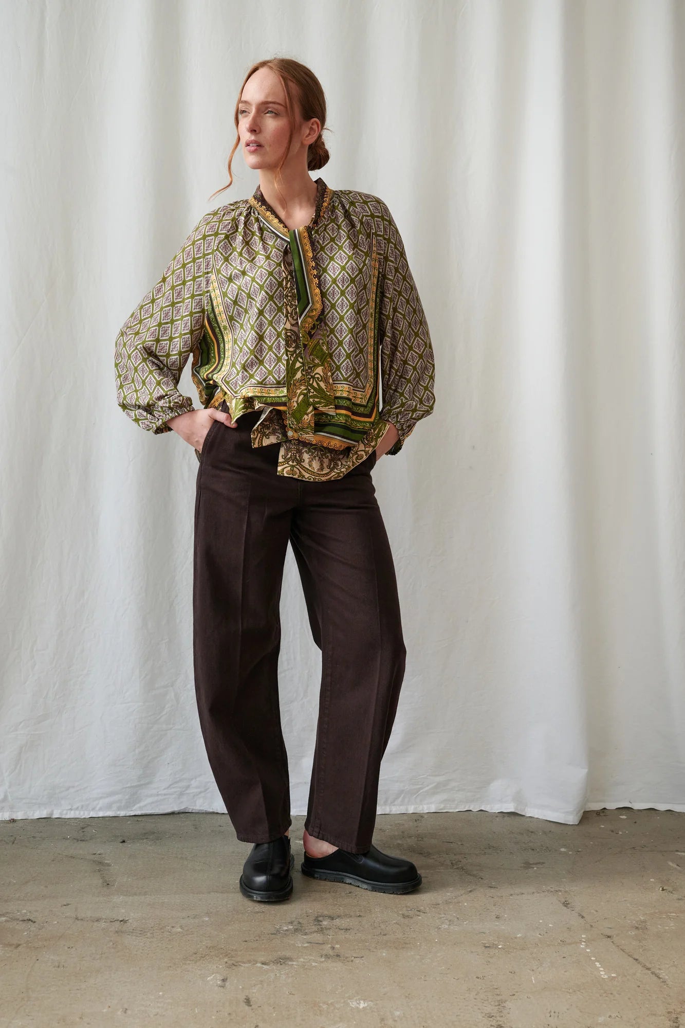 Pussy Bow Blouse, Amulet Green