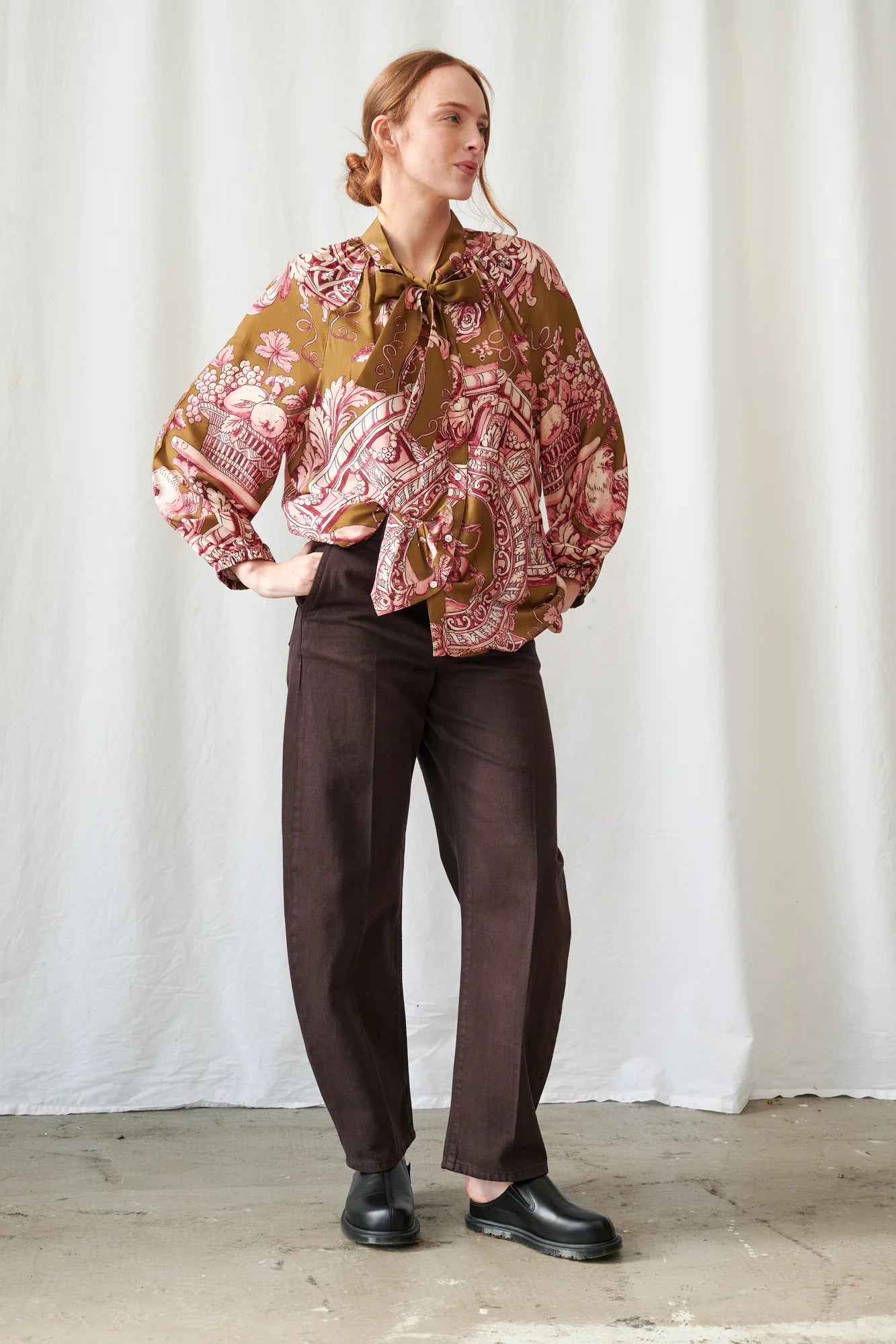 Pussy Bow Blouse, Angels Olive