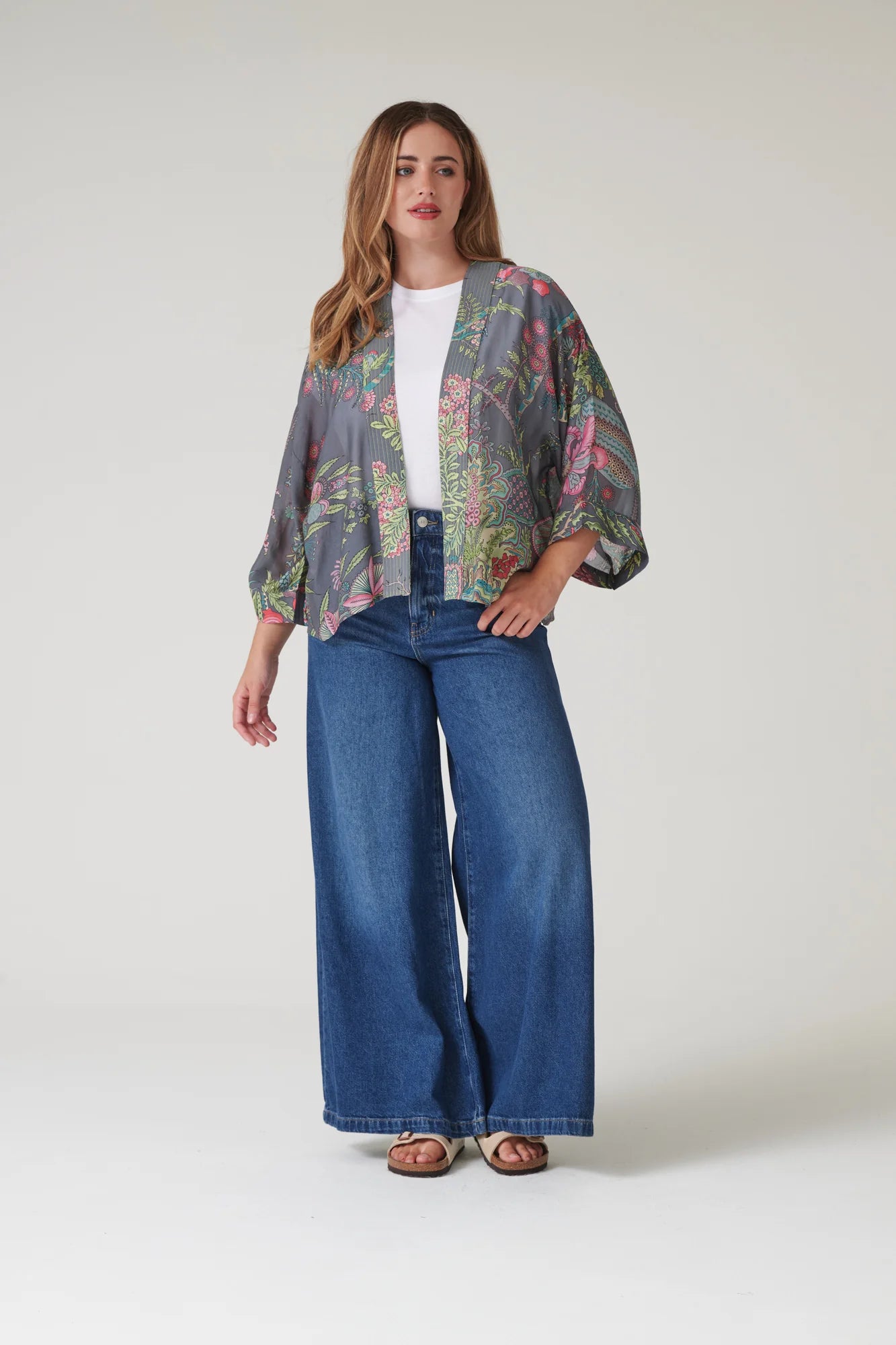 Mini Kimono, Boho Garden Grey