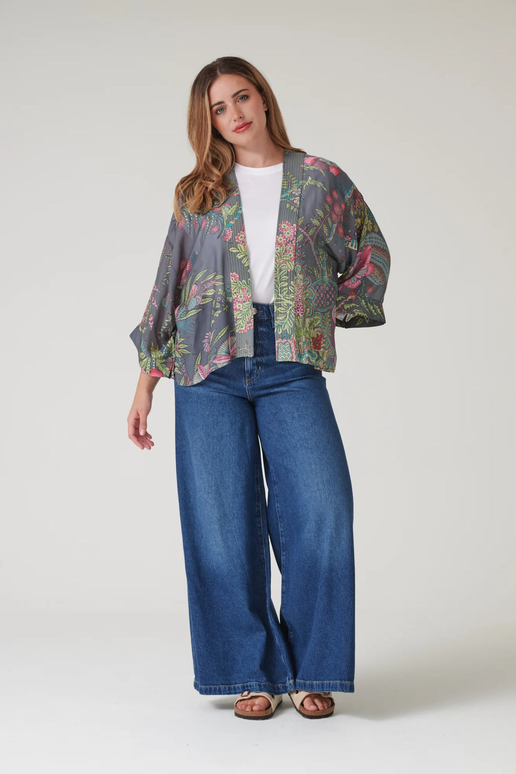 Mini Kimono, Boho Garden Grey
