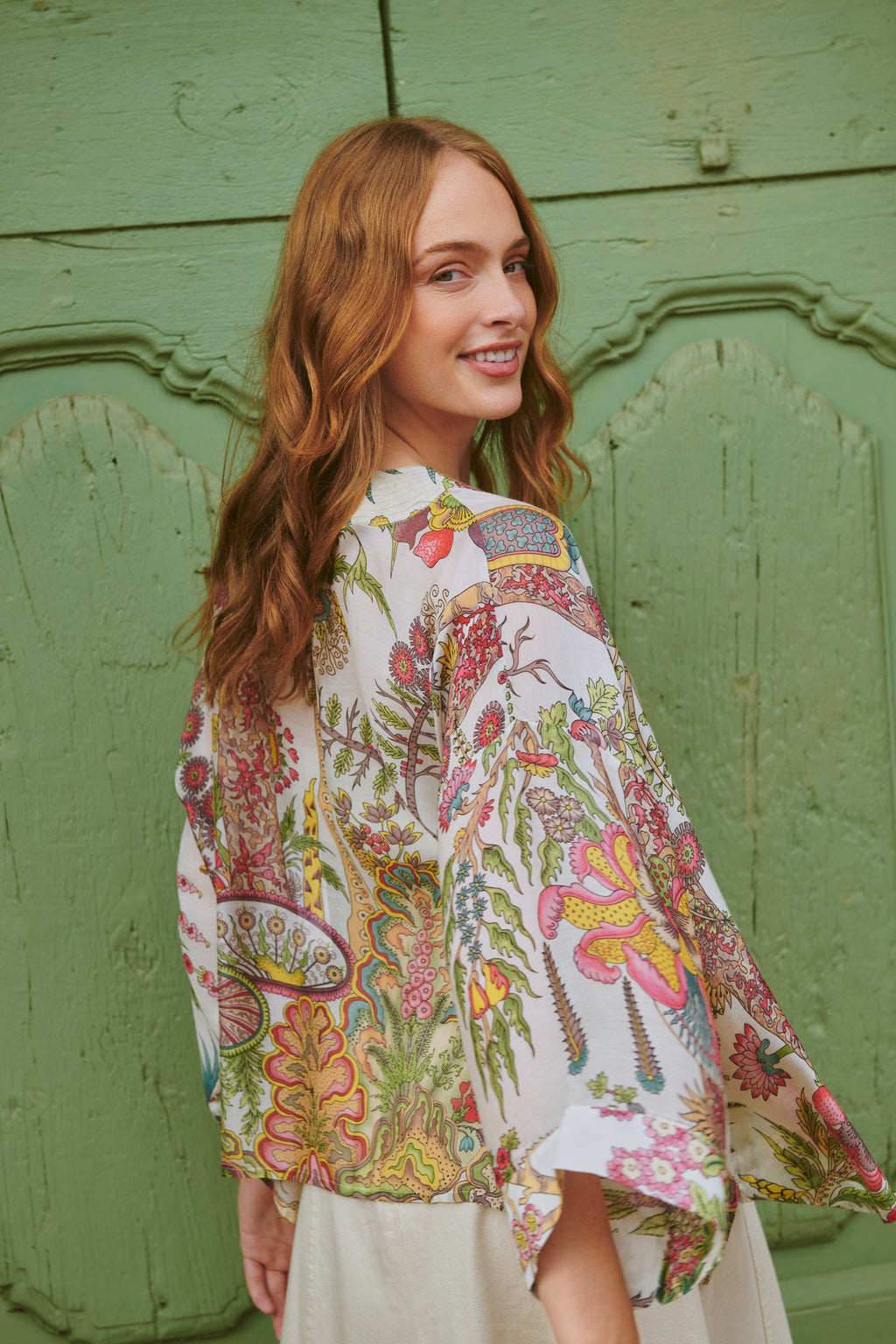 Mini Kimono, Boho Garden Ecru