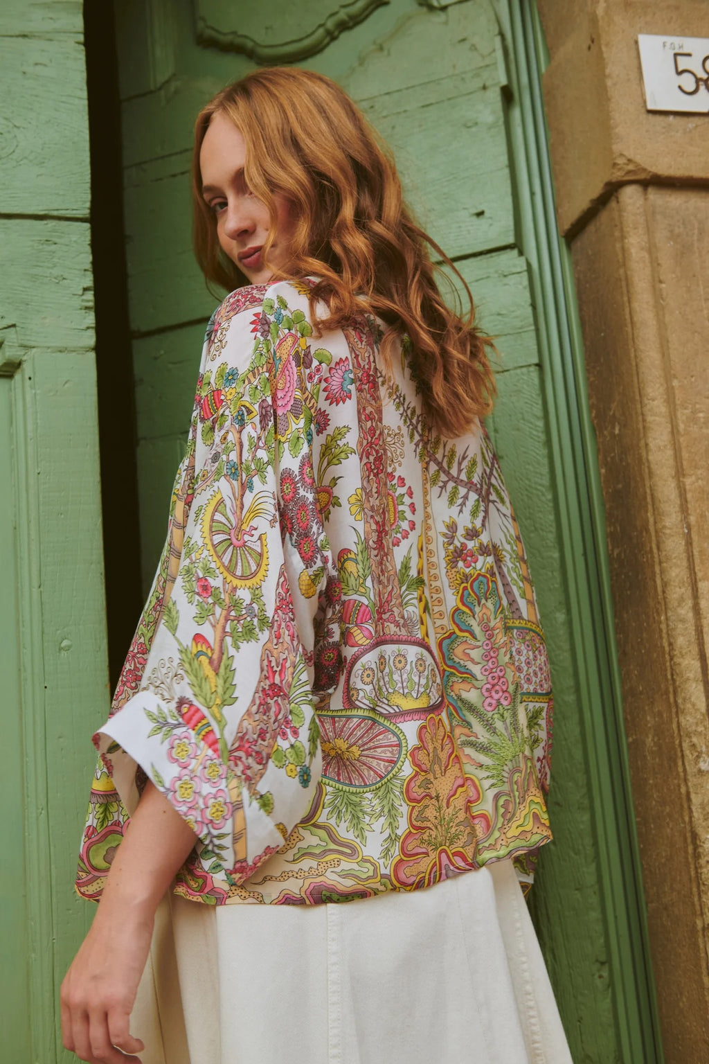 Mini Kimono, Boho Garden Ecru