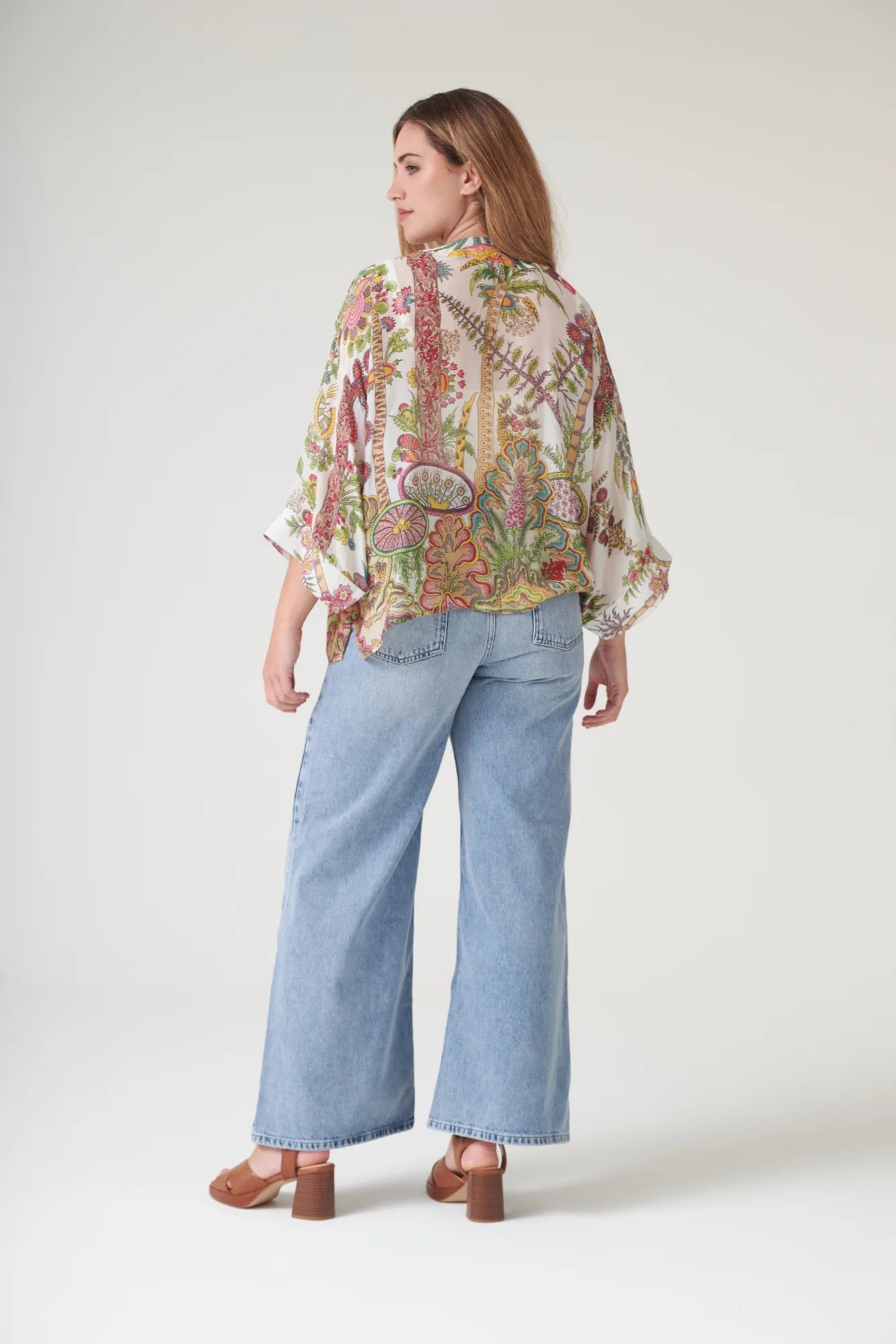 Mini Kimono, Boho Garden Ecru