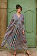 Pinch Pleat Dress, Boho Garden Grey