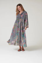 Pinch Pleat Dress, Boho Garden Grey