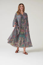 Pinch Pleat Dress, Boho Garden Grey