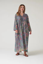 Pinch Pleat Dress, Boho Garden Grey