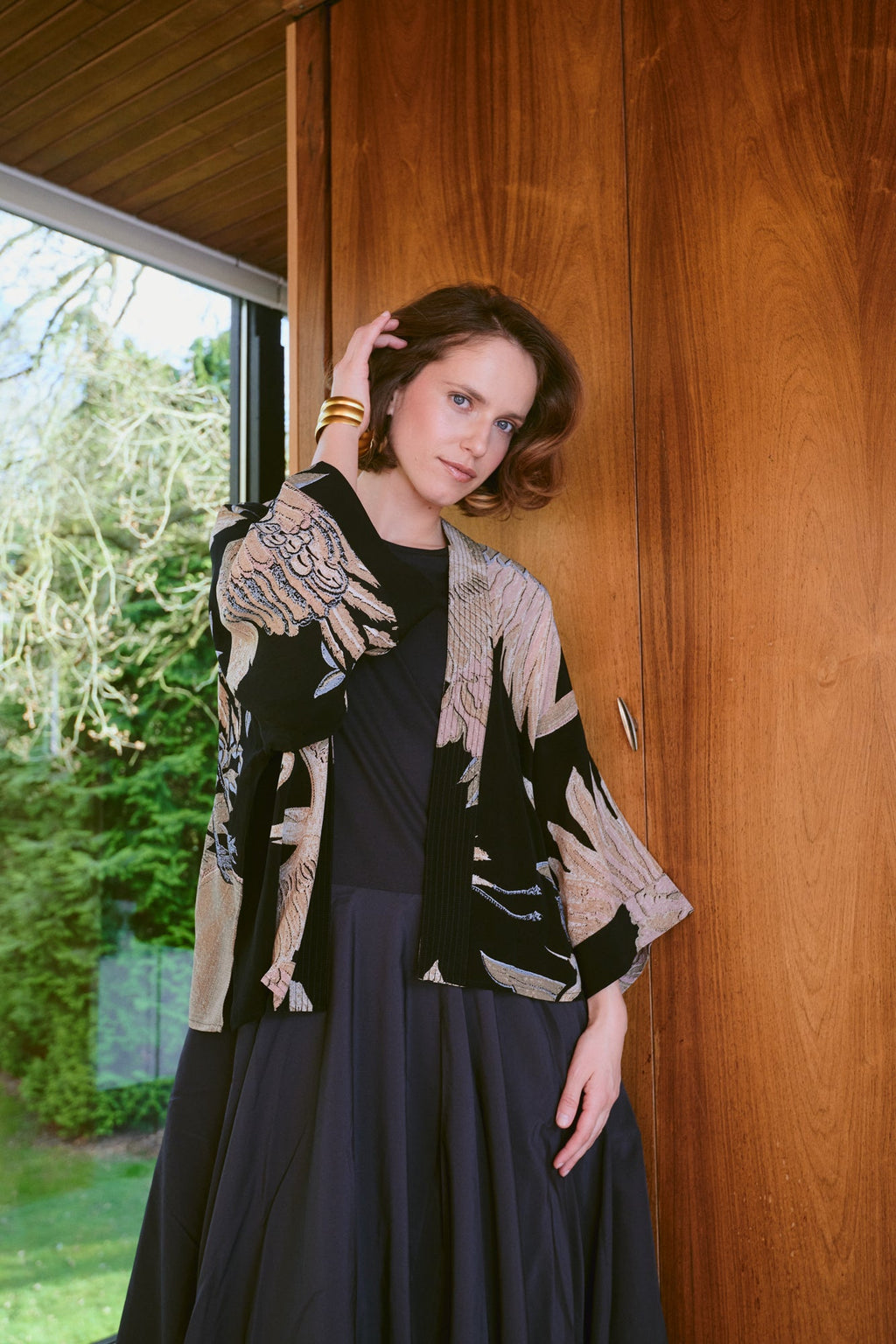 Luxe Kimono, Crane Black