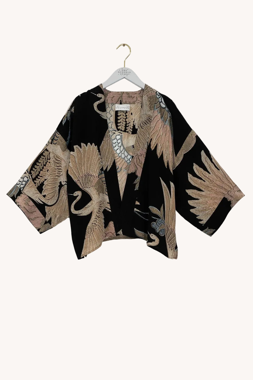 Luxe Kimono, Crane Black