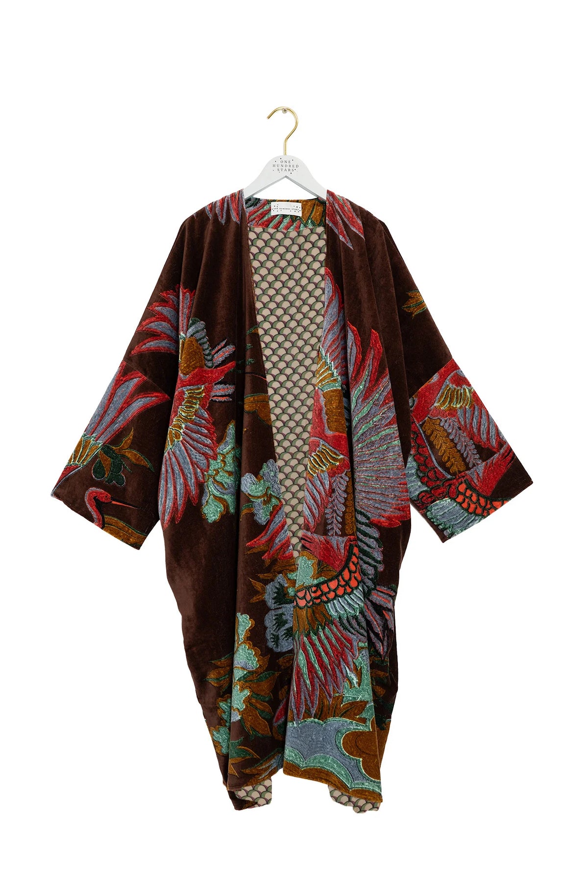 Velvet Grande Kimono, Crane Brown