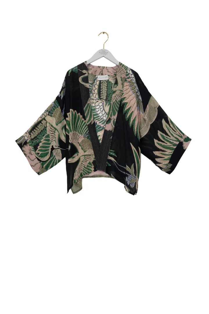 Mini Kimono, Crane Emerald