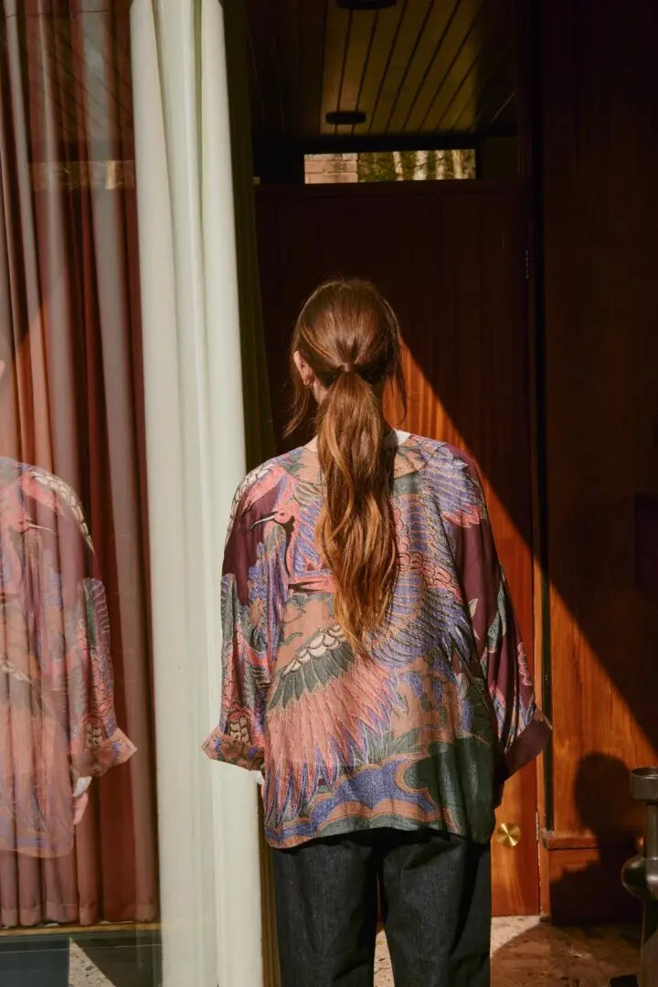 Mini Kimono, Crane Plum