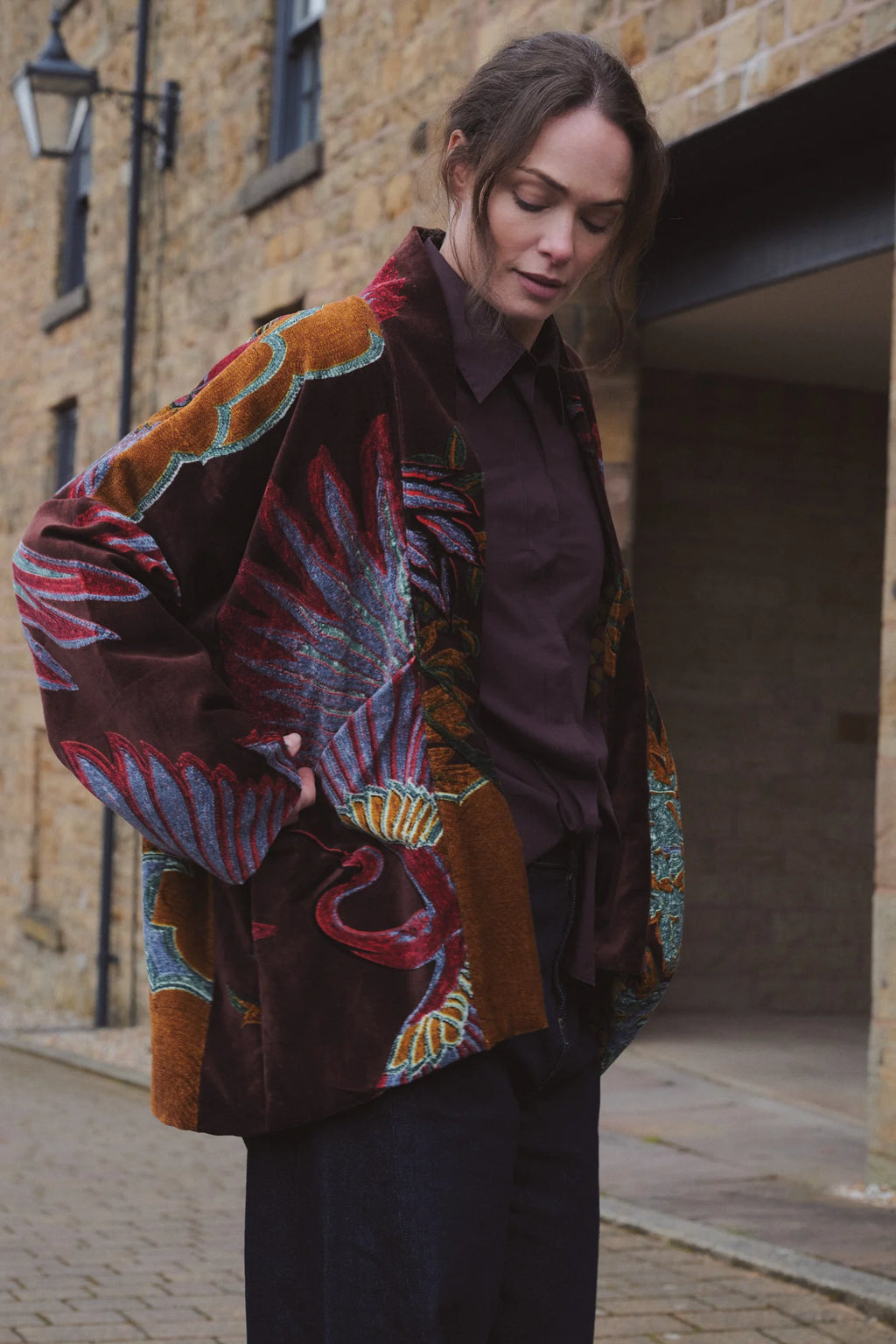 Velvet Pocket Jacket, Crane Brown
