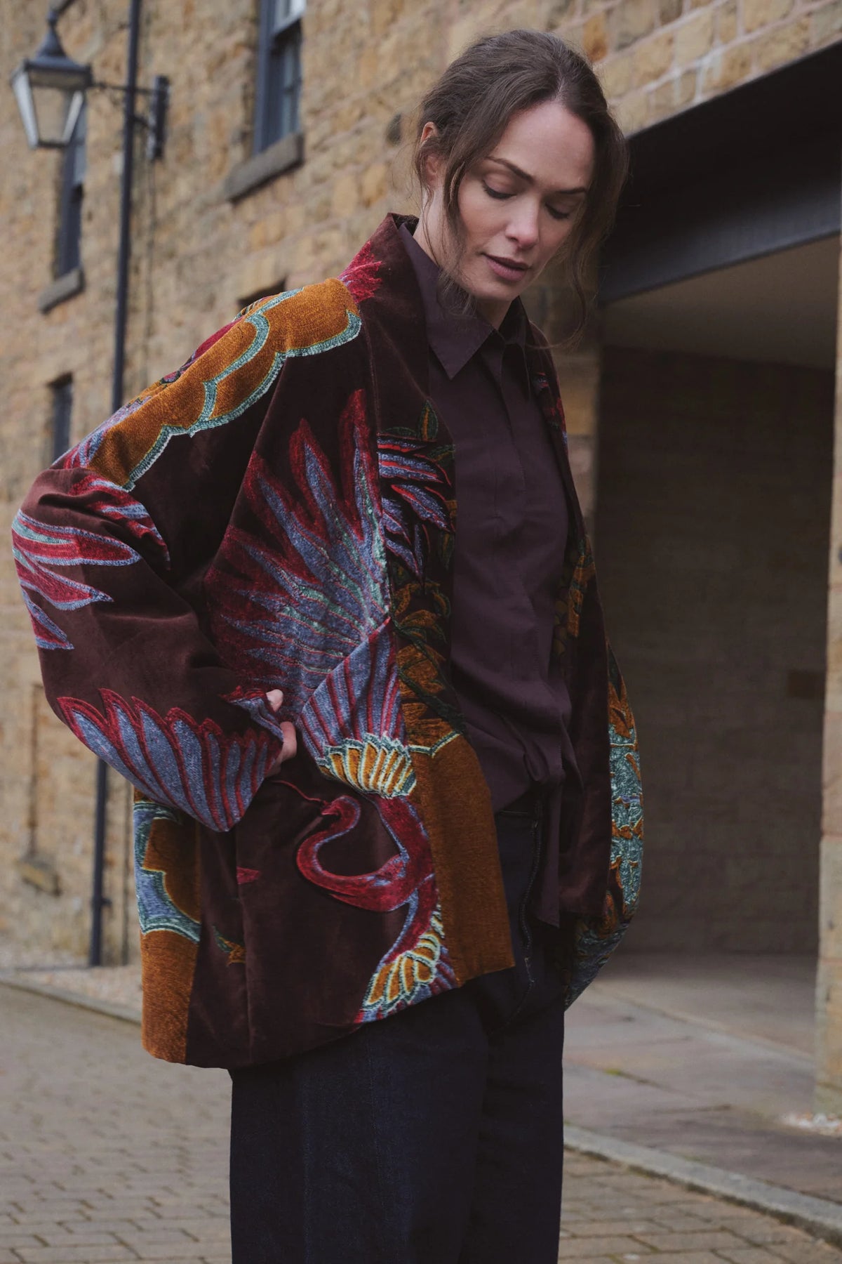 Velvet Pocket Jacket, Crane Brown