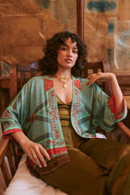 Fleur De Lys Aqua Mini Kimono
