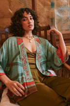 Fleur De Lys Aqua Mini Kimono
