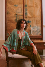 Fleur De Lys Aqua Mini Kimono