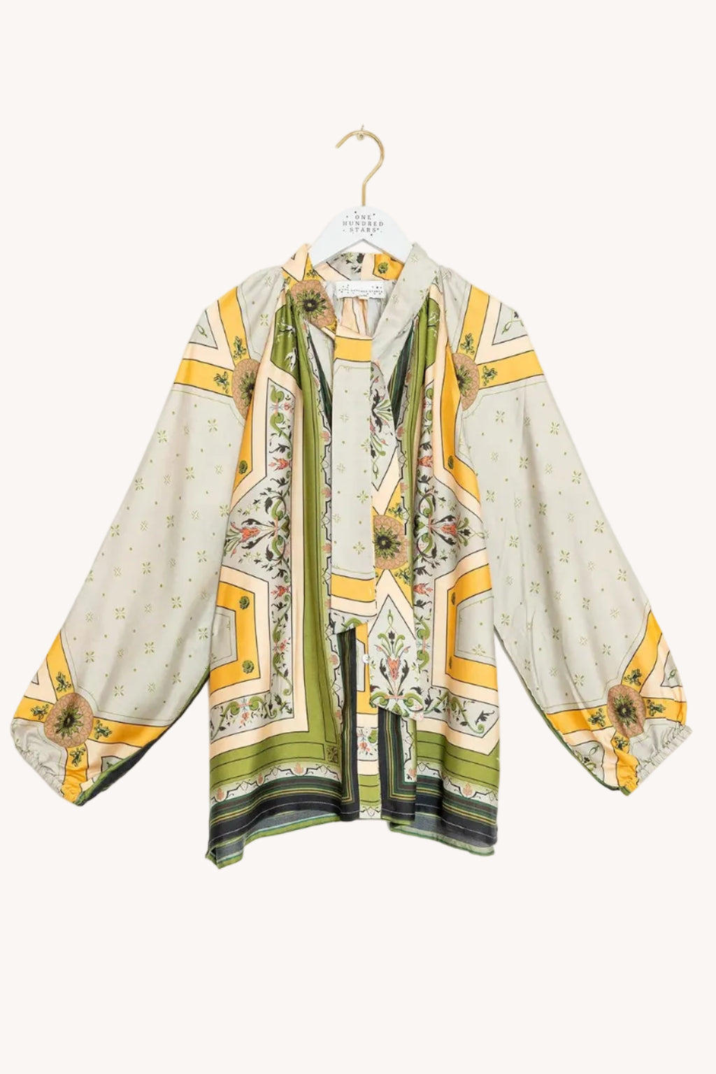 Pussy Bow Blouse, Fleur De Lys Gold