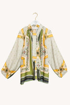 Pussy Bow Blouse, Fleur De Lys Gold