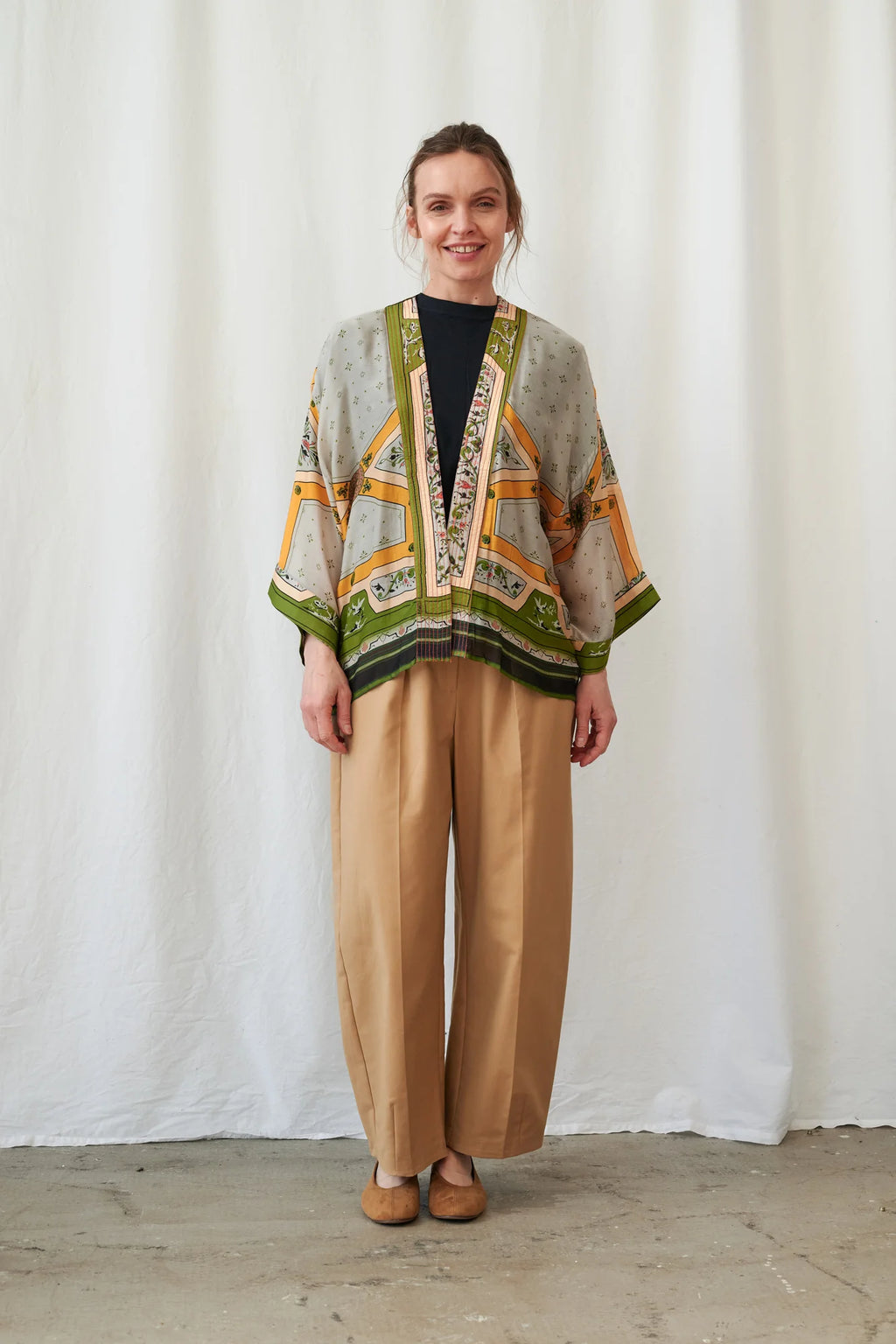 Fleur De Lys Gold Mini Kimono