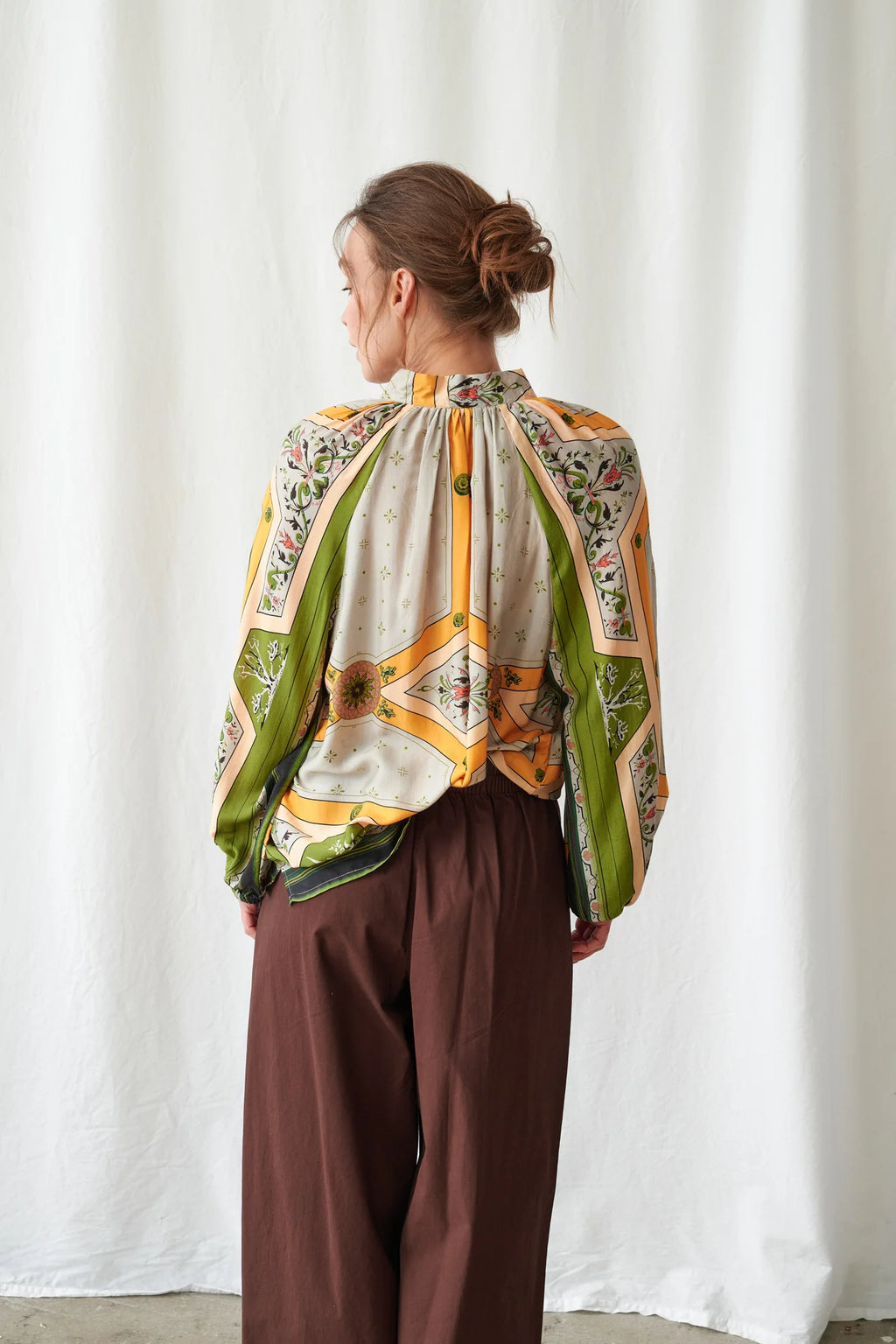 Pussy Bow Blouse, Fleur De Lys Gold