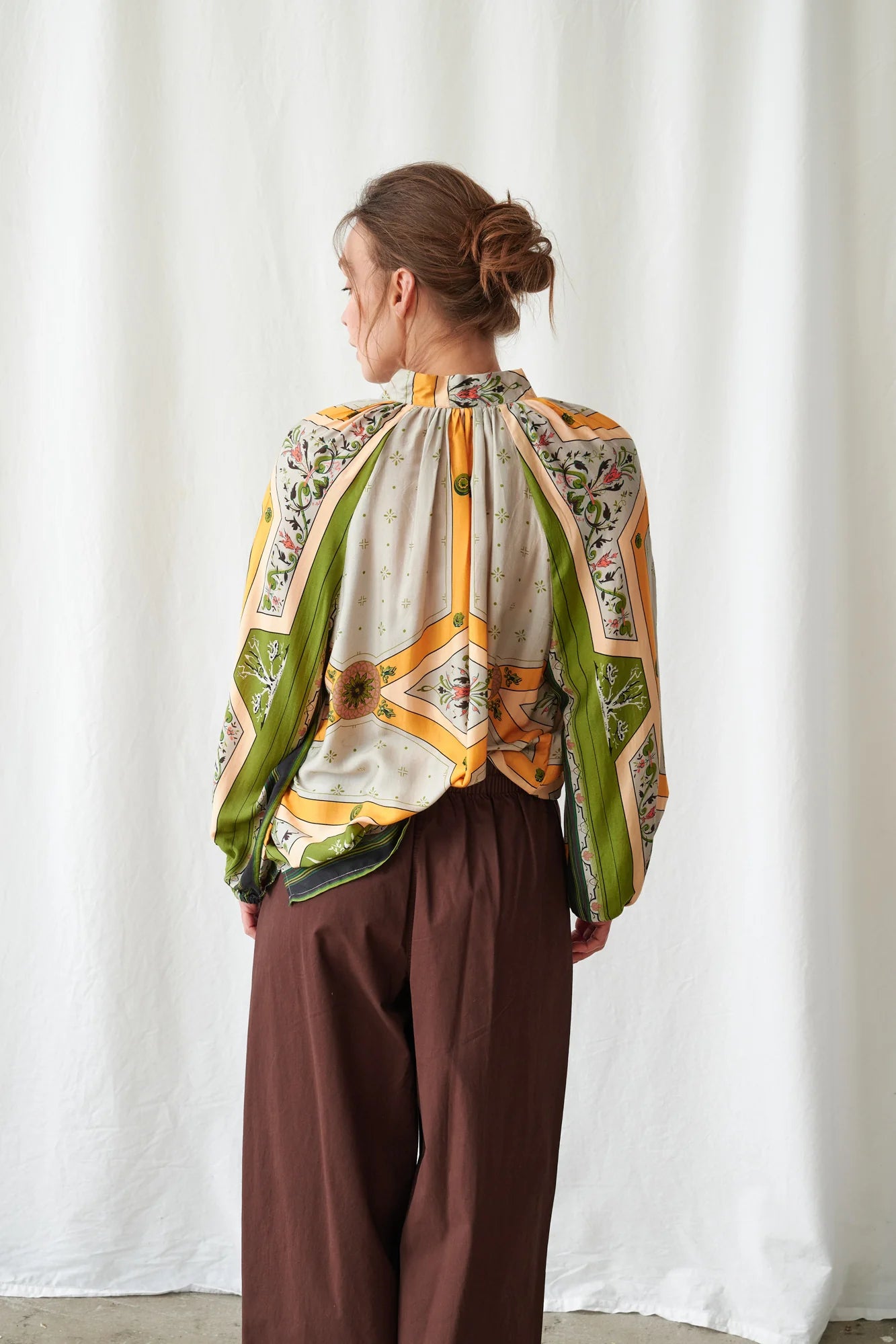 Pussy Bow Blouse, Fleur De Lys Gold