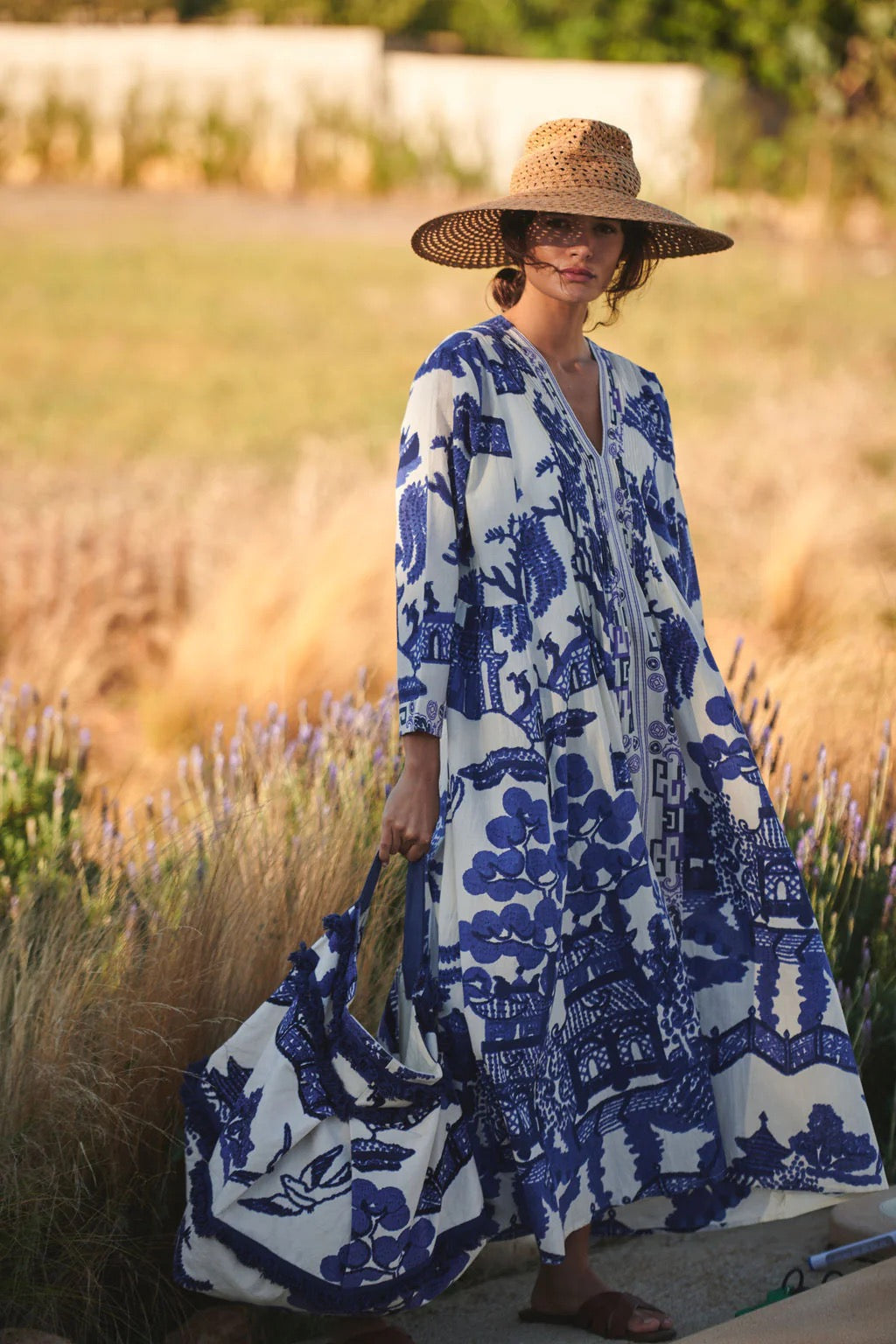Pinch Pleat Dress, Giant Willow Blue