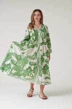 Pinch Pleat Dress, Giant Willow Green