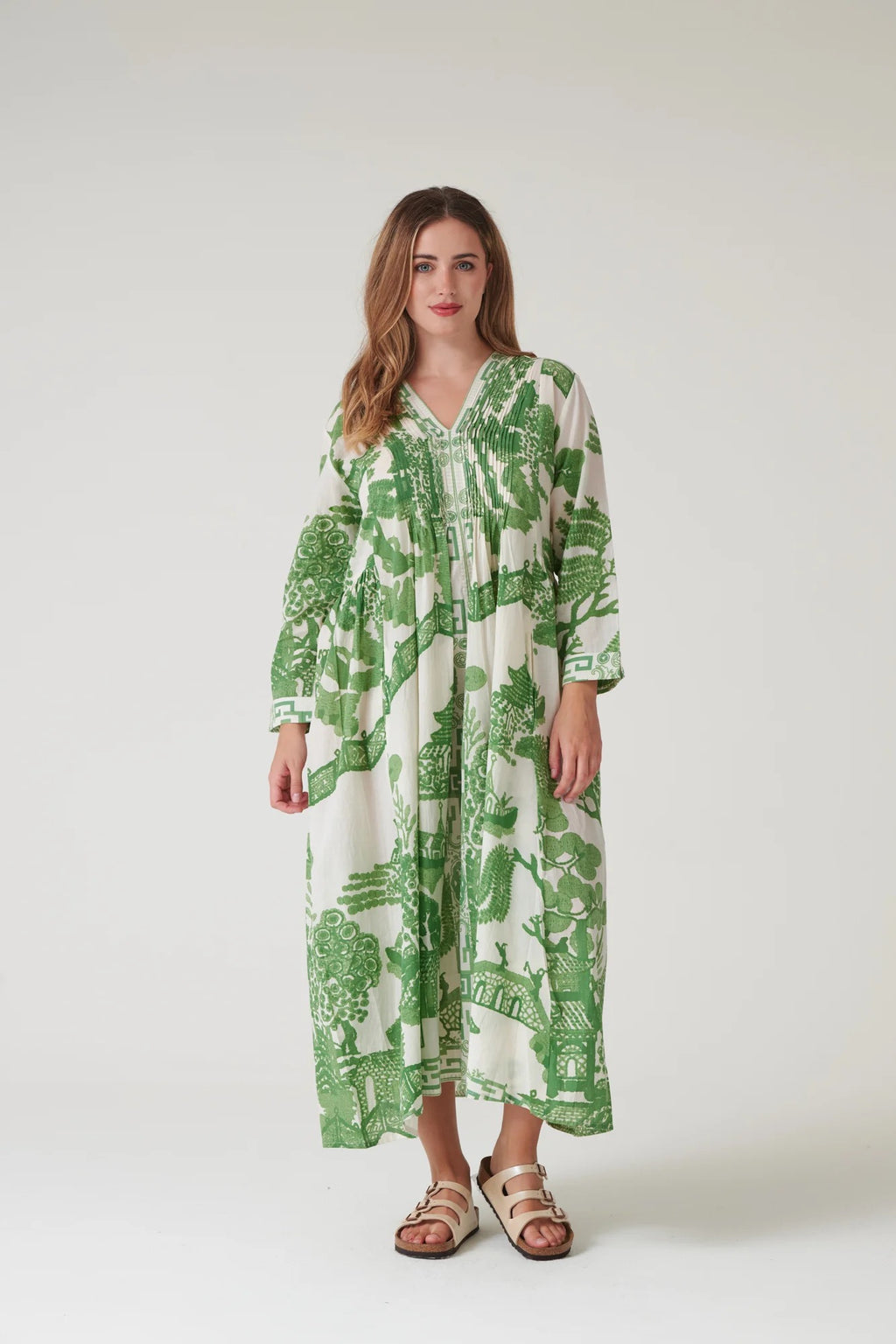 Pinch Pleat Dress, Giant Willow Green