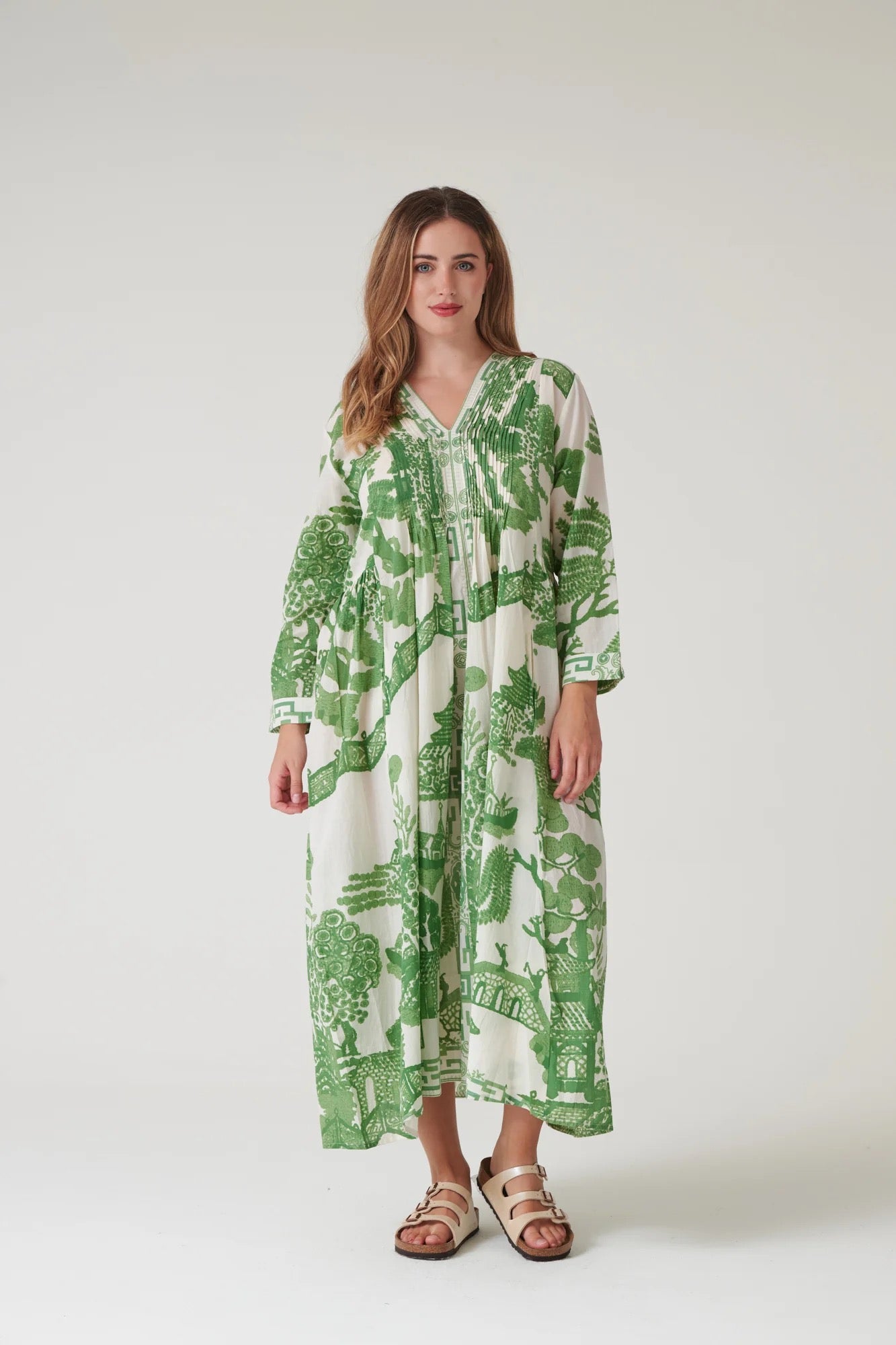 Pinch Pleat Dress, Giant Willow Green