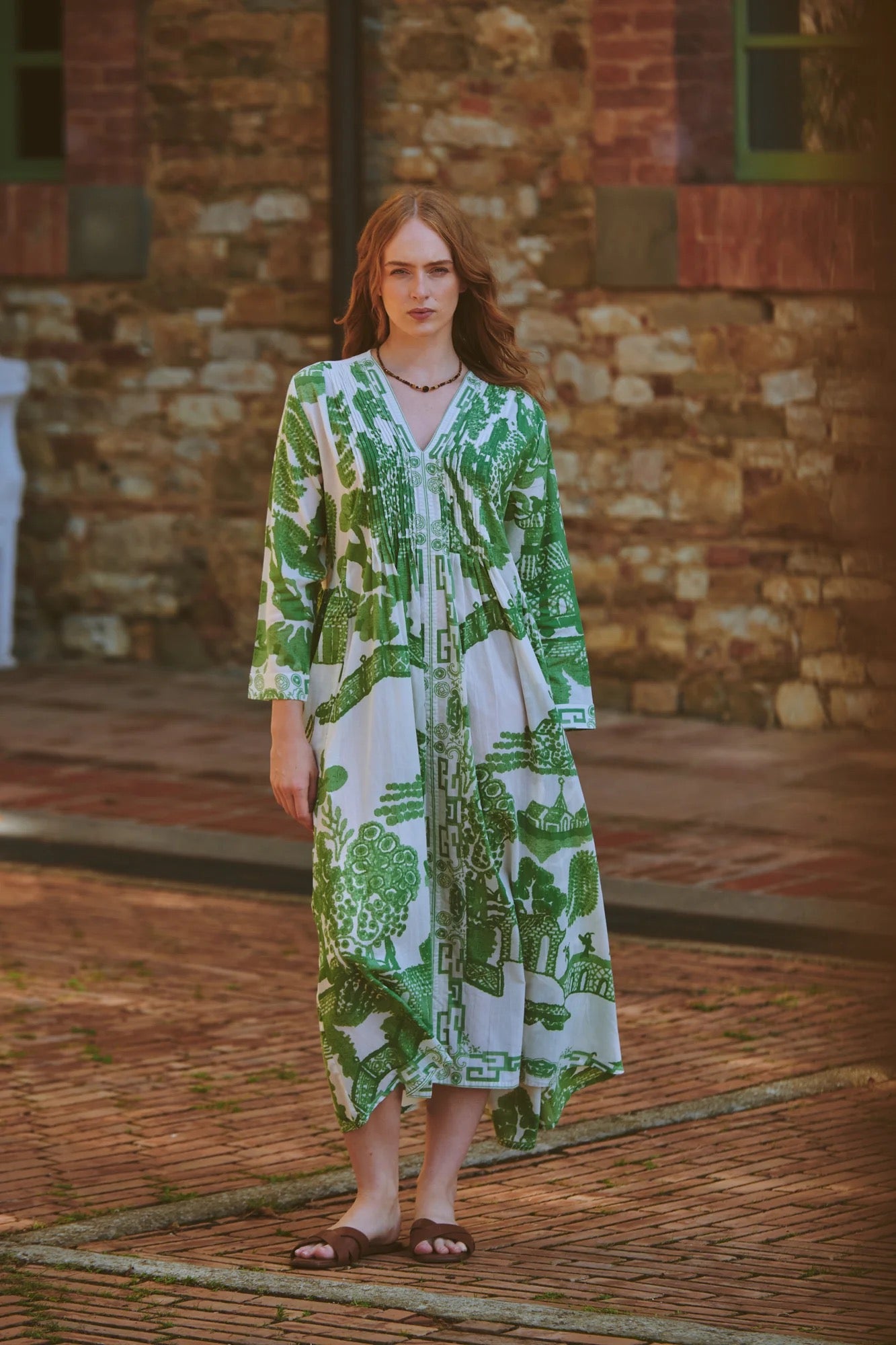 Pinch Pleat Dress, Giant Willow Green