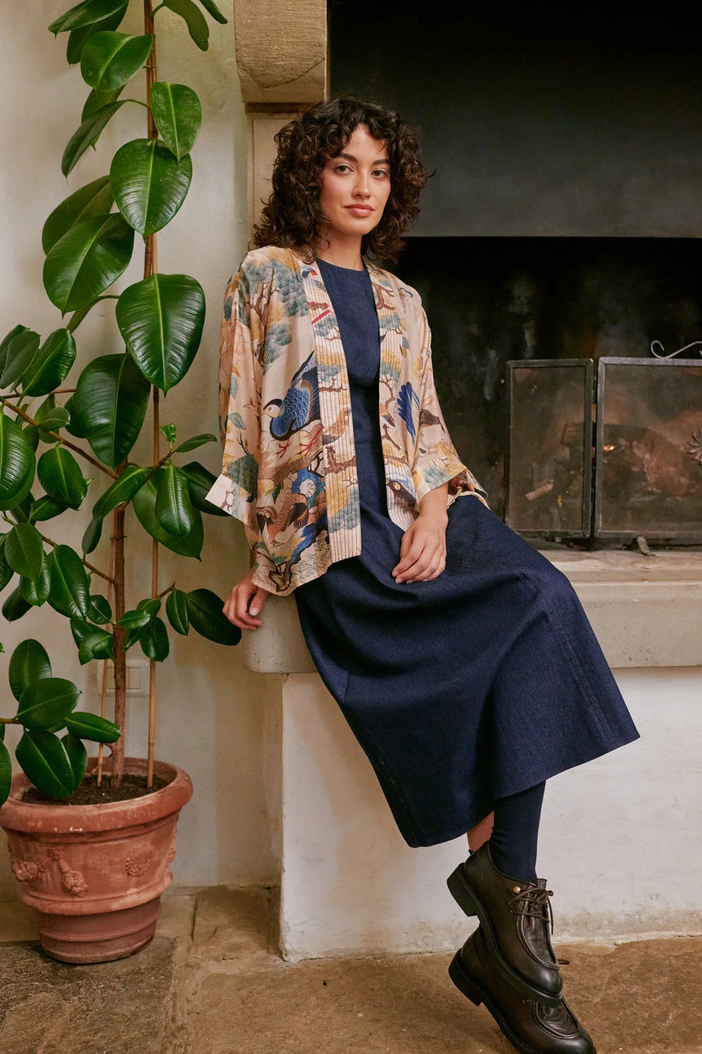 Hummingbird Nude Mini Kimono