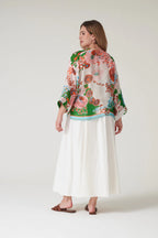 Mini Kimono, Kitsch Bouquet Green