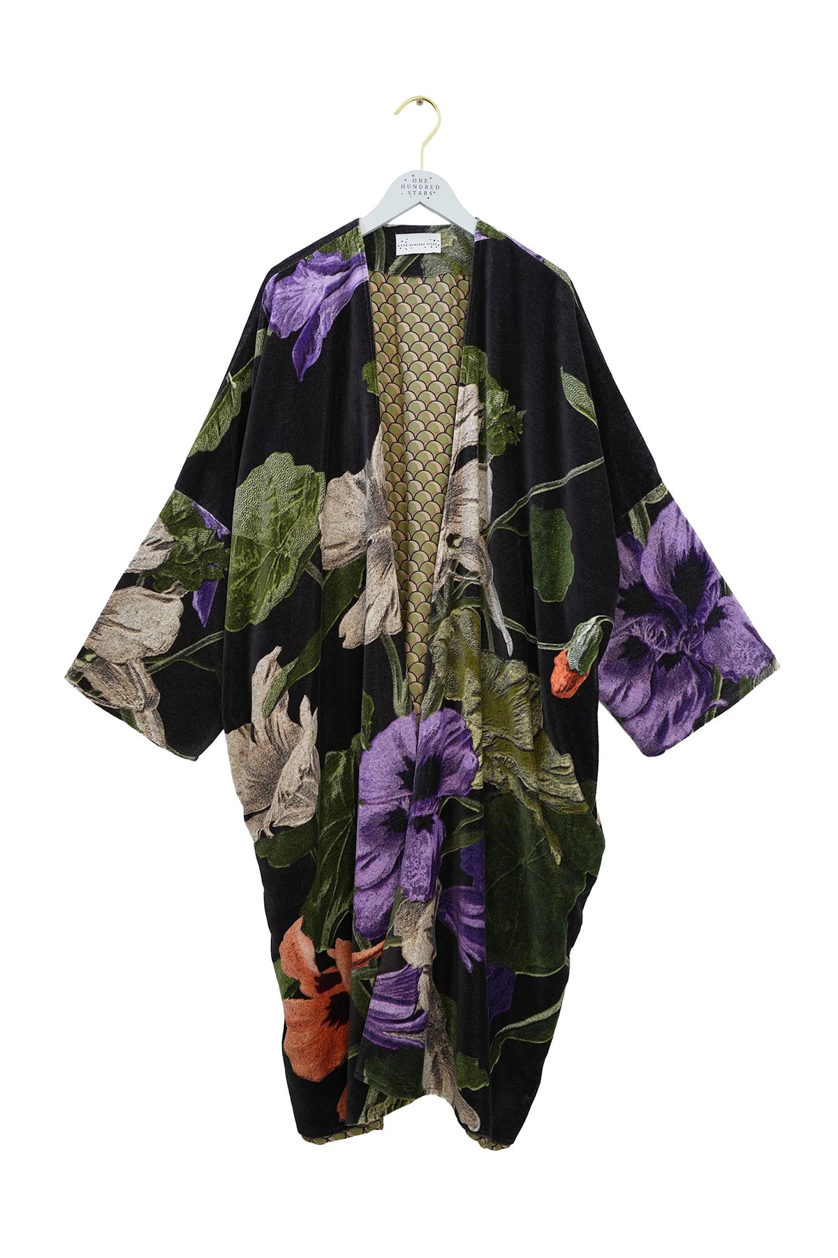 Velvet Grande Kimono, Nasturtium Black