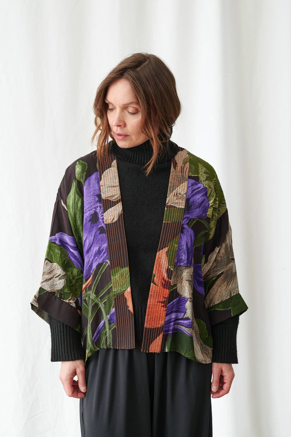 Nasturtium Black Mini Kimono