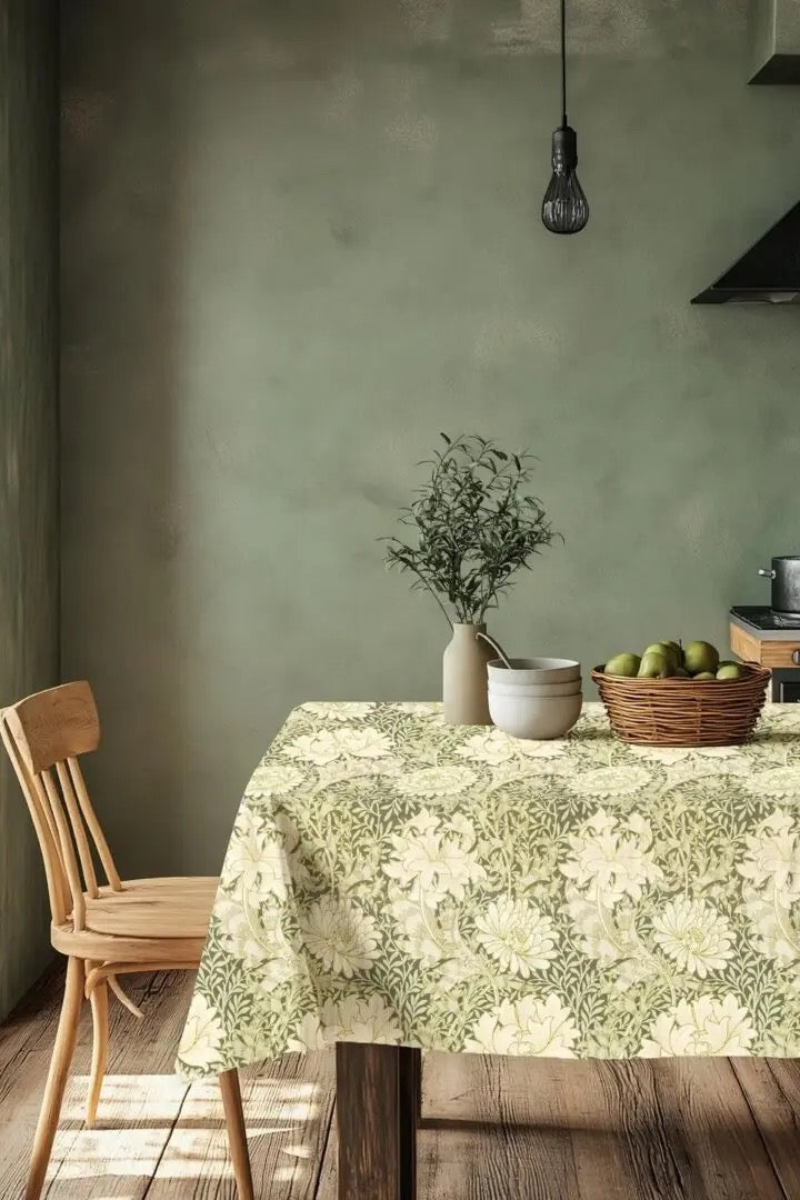 Pellavainen Pöytäliina, William Morrisin Chrysanthemum