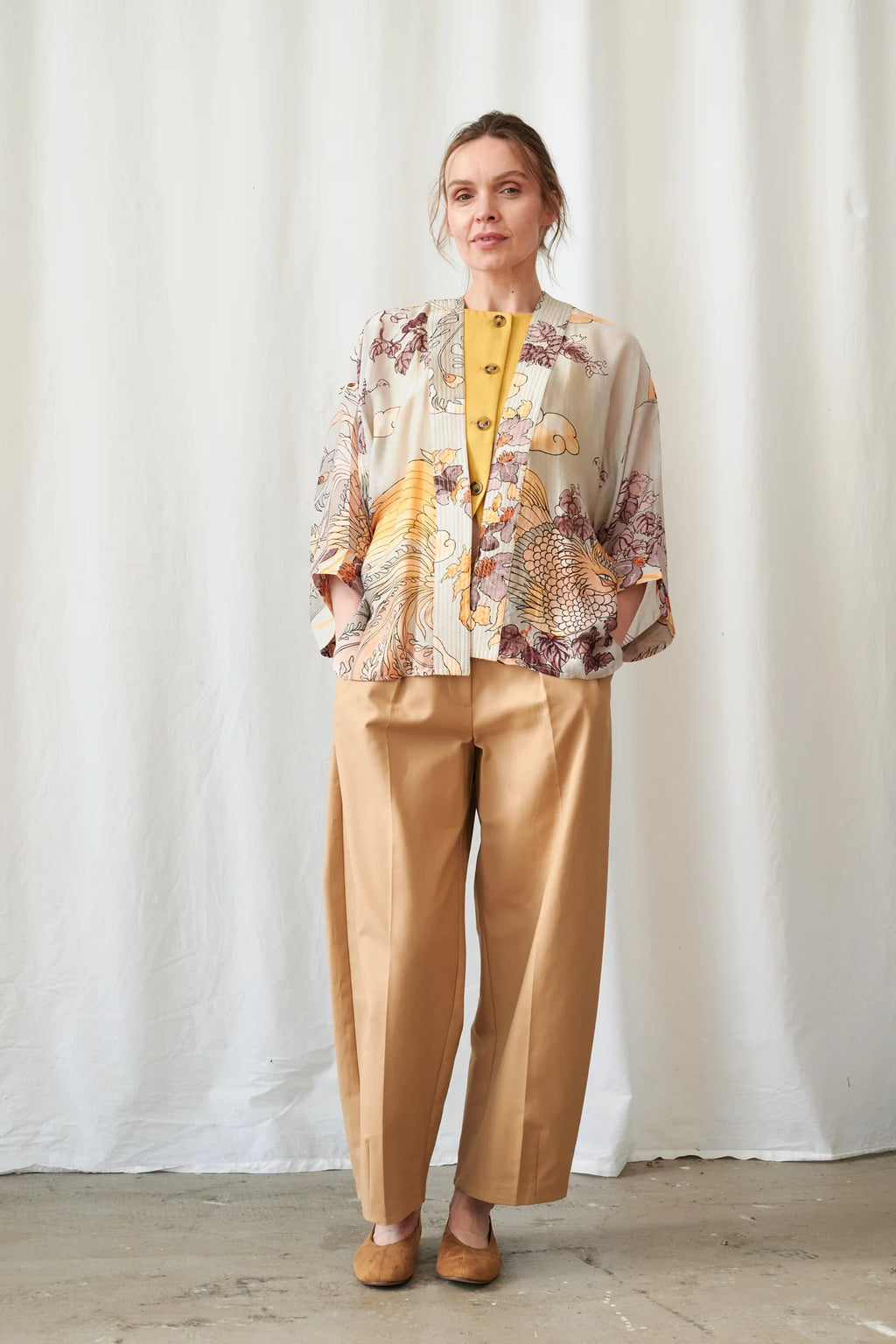 Phoenix Grey Mini Kimono