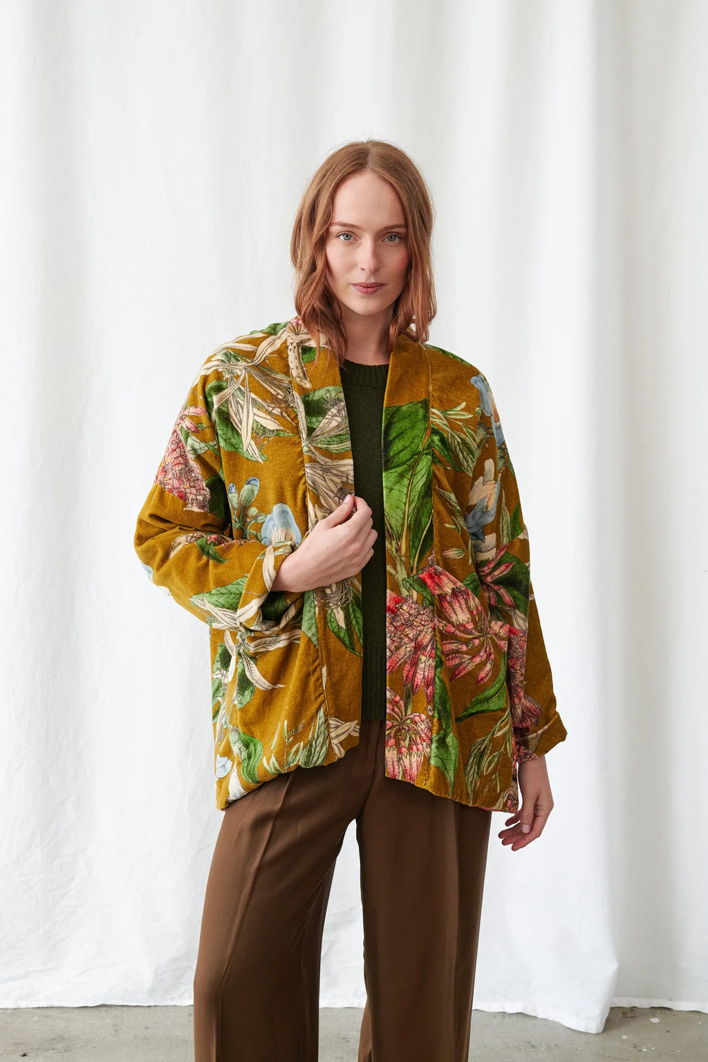 Velvet Pocket Jacket, Rhodoleia Gold