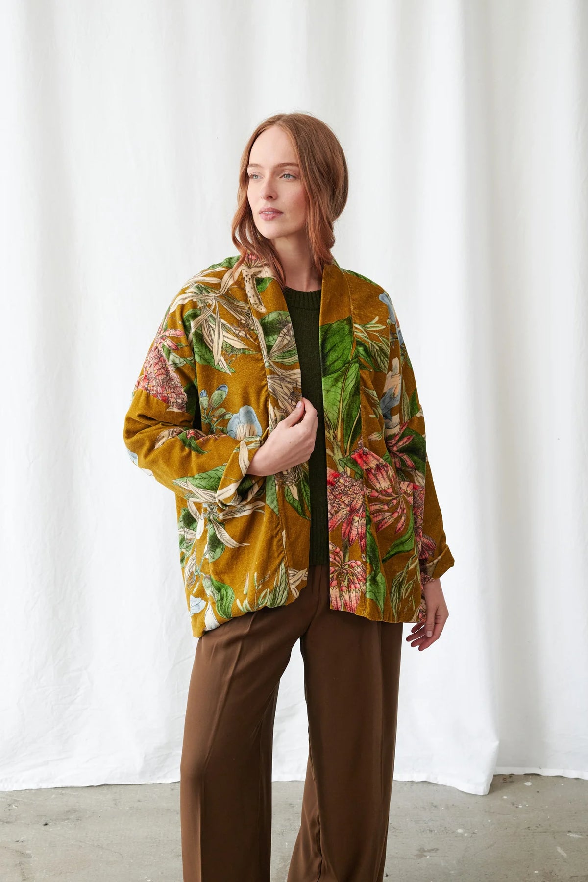 Velvet Pocket Jacket, Rhodoleia Gold