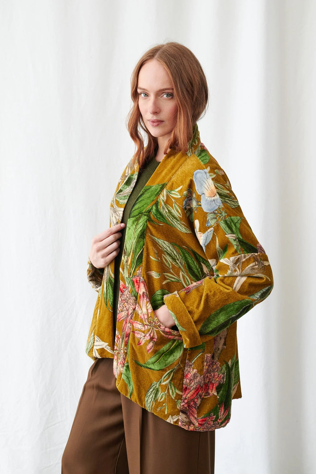 Velvet Pocket Jacket, Rhodoleia Gold