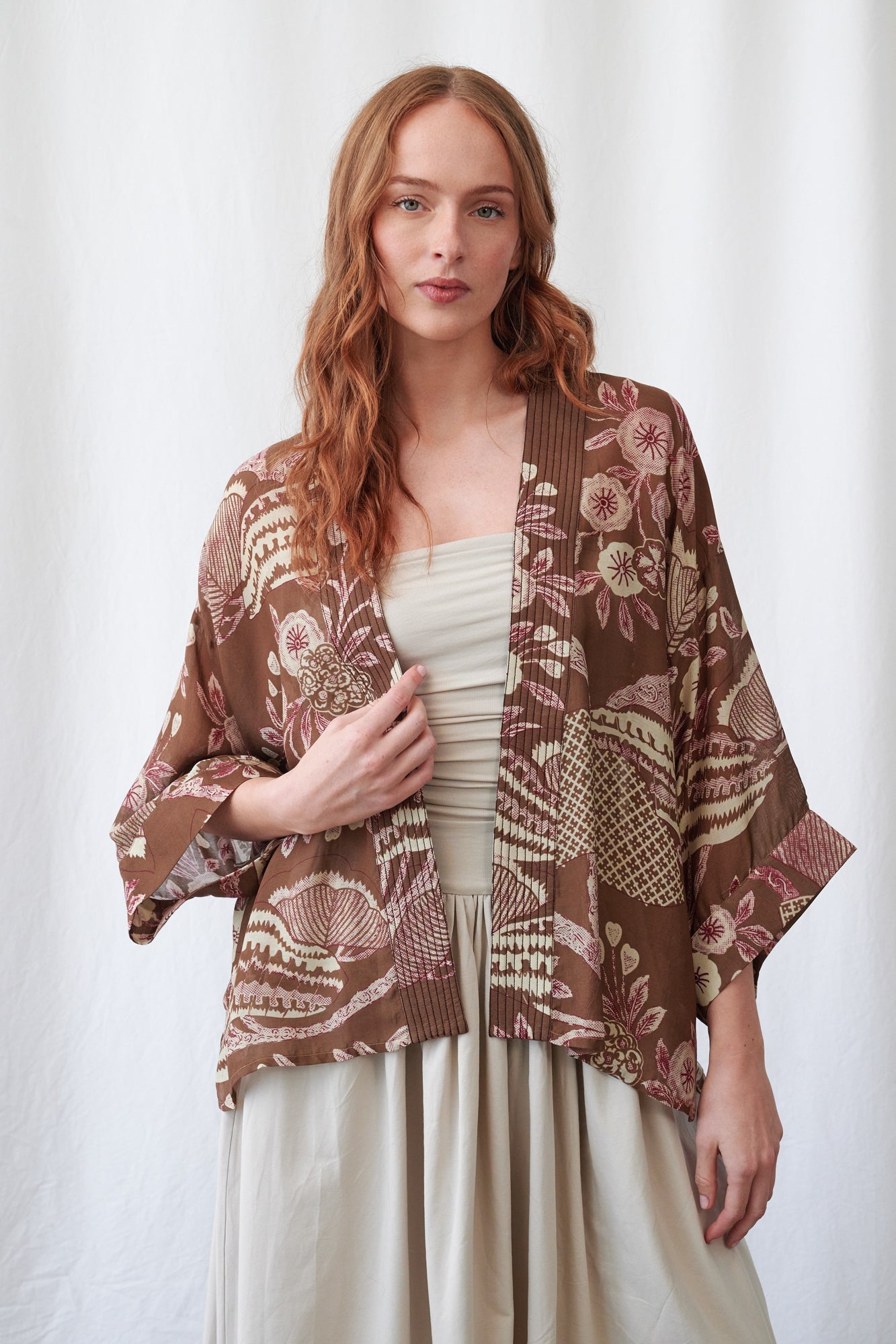 Rosa Brown Mini Kimono