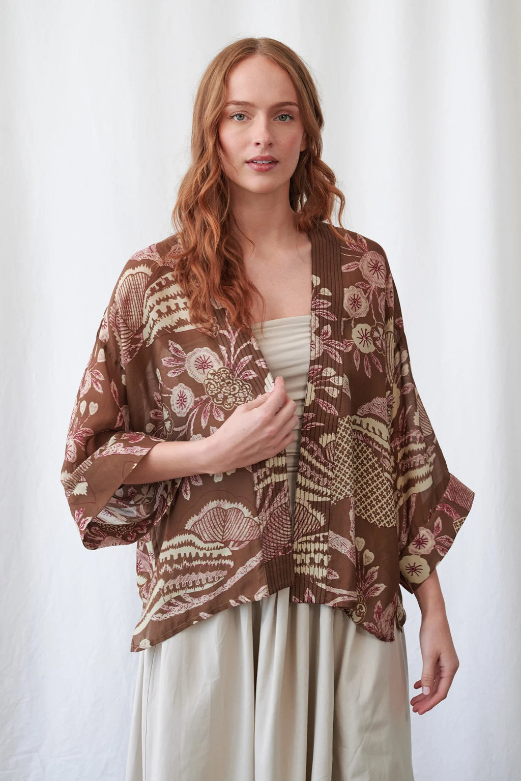 Rosa Brown Mini Kimono