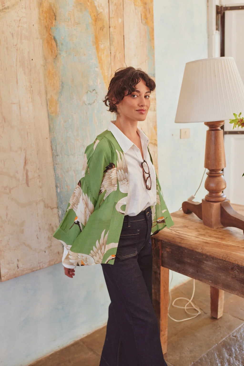 Mini Kimono, Stork Pea Green