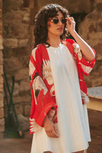 Mini Kimono, Stork Scarlet