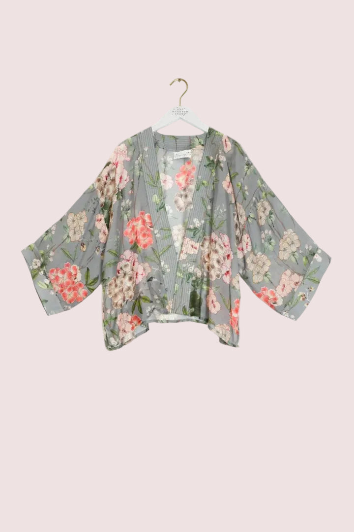 Mini Kimono, Trailing Blossom Grey