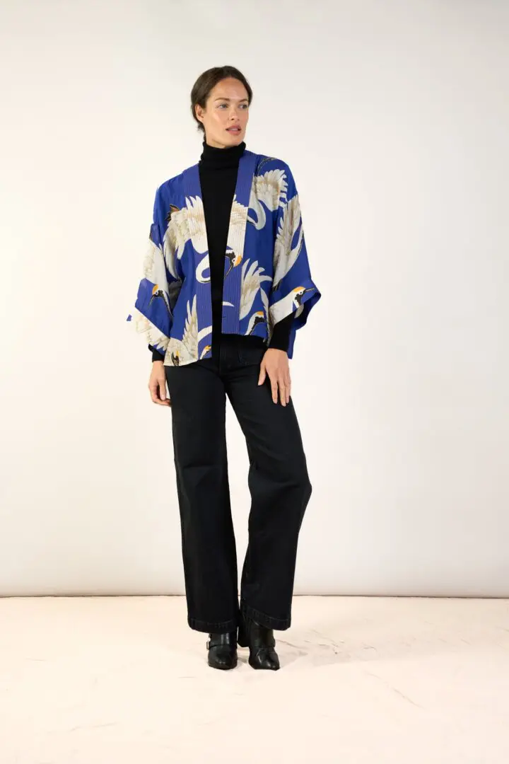 Mini Kimono, Stork Royal Blue, One Hundred Stars